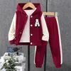 Clothing Sets 2023 Autumn Big Boy Suit 8 18 Years long Sleeve Hooded Overcoat Pants Kids Clothes Spring Fashion Children Winter Set 230914