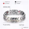 Bangle 316L Rostfritt stål Health Energy Armband Men s Titanium Bio Magnet Therapy Power Womens For Par Fashion Jewelry Drop de DHO14