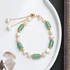 Strand Natural Jade Dongling Barrel Bead Armband Barock Oregelbunden Pearl Liten Fresh Net Red 14K Guldlindad kvinnlig prydnad