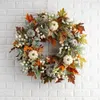 Decoratieve bloemenkransen Halloween Herfst Esdoornbladkrans Herfstdeur Hangend Thanksgiving Pompoenhanger Oogst Binnenplaatsslinger 230915