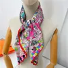 Foulards 90cm Foulard en soie sergé roulé à la main Femmes Hopi Imprimer Square Wraps Echarpes Foulards frisés Femme Bandana Hijabs Châle 230914