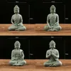 Decorative Objects Figurines Buddhist Ornament Garden Fish Tank Decoration Sitting Buddha Resin Stone Zen Effect Buddhist Figurines Sandstone Artwork 230914