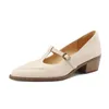 Jurk Schoenen Voor Vrouwen Merk Zomer Basic Puntige Pompen Dames Elegante Gesp Vierkante Hakken Ssandals Kantoor Carrière Vrouw