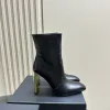 Botas com fivela de metal decoração salto grosso deserto bota de couro botas de tornozelo moda senhora bota de combate designer de luxo feminino