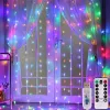 3x3m gardin LED -remsa lampor USB Power Fairy Lights Curtain för Living Control 8 Läges avlägsna hemrum Jul Halloween -dekorationer