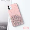 Cell Phone Cases Maiden's heart star drop glue iphone12 glitter powder is suitable for 13pro11 / XR mobile phone case soft Q230915
