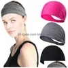 Headbands New Womens Wide Sports Elastic Designer Absorb Sweat No Slip Yoga Hairband Head Scarf For Girls Female Luxury Jewelry Drop D Dhjpe