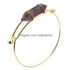 Bangle Hoge Kwaliteit Turquoise Armbanden 6 Kleuren Vorm Natuursteen Verstelbaar Voor Vrouwen Mode-sieraden Armband Drop Delivery Dhhpn