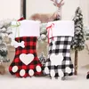 Juldekoration Plaid Dog Paw Socks Christmas Tree Hanging Strumps Candy Present Bag Festive Party Xmas Ornament