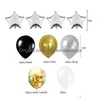 Décoration de fête Partybox Black Gold Set Ballons Drapeaux Glands Fleurs Étoiles - Parfait pour les cadeaux d'anniversaire Livraison directe Maison Jardin DHF6X