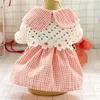 Dress Hollow Pink Plaid Spring Summer Pets Outfits Clothes For Small Party Dog Skirt Puppy Pet Costume LJ200923327M