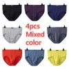 Underpants 4Pcs Man Undergarment Big Size Underwear Boys Solid Color Panties Stretch Classic Briefs Pouch Shorts Oversize XL 8XL 230914