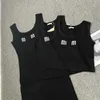 Tanques femininos camis 2023 primavera preto carta magro ajuste de malha regata com cintura alta vestido longo verão 9104