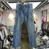 KAPITAL Jeans Men Women KAPITAL Pants Vintage Washed Inlaid Gemstone Distressed Trousers Inside Tag Clothes T220803234I