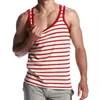 Regatas listradas para homens, vermelho, azul, sem mangas, camiseta casual de verão, academia, exercícios, top234x