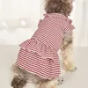 Dog Apparel Pet Dress Stripe Pattern Flying Sleeve Ruffle Edge Summer Small Princess Cosplay Costume For Walking