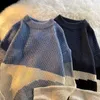 Мужские свитера Осенние мужские пуловеры с круглым вырезом Вязаный свитер Корейская мода Джерси с цветными блоками Hombre Повседневные мешковатые хип-хоп Y2K Винтажные свитера 230914