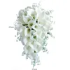 Coleção de flores de casamento falsas lírios de calla do vale buquê de noiva estilo cascata flores para casamento361i