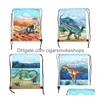 Cadeau Wrap Dinosaur Party Fournitures Favoris Sacs pour enfants Garçons Filles Anniversaire Dino Dstring Pochette cadeau pour enfants 2 Taille S L Nouveau Dro Dhpgq