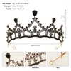 Klipy włosów Effly Black Rhinestone Baroque Style Tiara and Crown for Wedding Women Bride Crystal Gold Frame Prezent Przyjaciel świąteczny Prezent