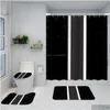 Shower Curtains Letter Digital Printing Waterproof Home Curtain Polyester Cloth Bathroom Four-Piece Set Drop Delivery Garden Bath Acce Dhe8K