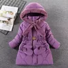 Jaquetas 2023 inverno grosso quente meninas longo estilo com capuz outerwear para 5-12 anos menina ao ar livre crianças blusão casaco com luvas