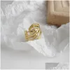Andra nya vita guld /18k färglindningar öppna ringar 100% 925 Sterling Sier MTI -skikt Twining Justerbar ringdropps smycken Hitta DH20Y