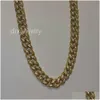 Mens 12Mm Miami Cuban Bubble Link Chain Colar Pulseiras Ice Out 14K Gold Diamond Cubic Zirconia Fill Real Icy Choker 7-22Inch Drop Delive