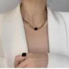 Orecchini Collana esagerata acciaio al titanio catena spessa americano nero quadrato clavicola braccialetto anello set gioielli per le donne 2021275t