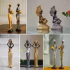 Decorative Objects Figurines NORTHEUINS Resin Retro African Black Women's Statue Art Figure Figurines Living Room Bedroom Desktop Decor Items 230914