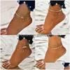 Anklets Bohemian Shell Heart Summer Set For Women Tortoise Ankle Bracelets Girls On Leg Chain Female Jewelry Gift Drop Delivery Dhsye