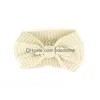 Stirnbänder Neue Designer Frauen Solide Cloghet Bogen Knoten Turban Gestrickte Kopf Wrap Haarband Winter Ohr Wärmer Stirnband Haarband Zubehör Dh43T