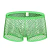 Cuecas masculinas fishnet ver através de boxers roupa interior oca respirável shorts transparentes masculino gay211s