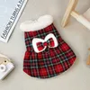 Dog Apparel Autumn And Winter Pet Clothes Plaid Skirt Warm Princess Dress Small Medium-sized Cute Vest Chihuahua Yorkshire Poodle