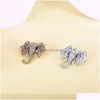 Pins Broches Retro Elefante Broche Moda Cristal Strass Animal Cabeça para Festa Prom Lapela Drop Delivery Jóias Dhgarden DHD6Z