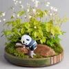 Trädgårdsdekorationer moderna panda figurer kreativa mikrolandskap dekoration djurskulptur för stationär planter potten gård terrarium uteplats
