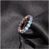 1Row Blue Stone Cz Cubic Zirconia Ring For Men Women Simated Diamonds Micro Pave Hiphop Jewelry Us Size5-9 Drop Delivery