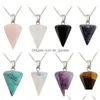 Colares de pingente de cristal ágata pedra natural hexagonal cabeça cone corte assim charme colar acessórios gota entrega jóias caneta dhgarden dh6on