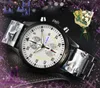 Top automatische datum volledig functionele stopwatch horloge hip hop heren kalender quartz uurwerk massief fijn roestvrij staal digitaal nummer wijzerplaat zwart zilveren kast horloges