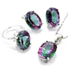 Newest Design Mystic Topaz jewelry Set Rainbow Jewelry Pendant and Earrings for Women