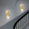 LED Copper Leaf Bedroom Sidsides Wall Lamp Creative Mirror Front Corridor Wall Sconces Villa Stair Fall Hallväggbelysning