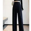 Pantalons pour femmes s Pantalon large drapé taille haute femme printemps et automne design coréen lâche grands chantiers mode décontractée droite 230914