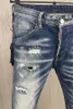 Italian fashion European and American men's casual jeans high-end washed hand polished quality optimized 9897