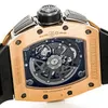 스위스 손목 시계 Richardmill 기계식 시계 Mens RM1102 남성 감시 시계 로즈 골드 캘린더 달 이중 시간대 자동 메카 WNY70