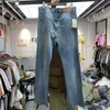 KAPITAL Jeans Men Women KAPITAL Pants Vintage Washed Inlaid Gemstone Distressed Trousers Inside Tag Clothes T220803234I