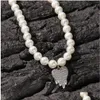 Drip Heart Pearl Pendant Necklace Ladies Fashion Accessories Cubic Zirconia Simated Diamonds Charms Drop Delivery