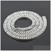 Tennis Gradué Bling 2 Rangée Glacé Chaîne Hommes S Blanc Cristal Strass Lourd Épais Collier Pour Femmes Rappeur Hip Hop Bijoux Drop Dhi4X