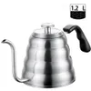 Stainless Steel Tea Coffee Kettle with Thermometer Gooseneck Thin Spout for Pour Over Coffee Pot Works on Stovetop 40oz 1 2L153t