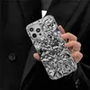 Cell Phone Cases Silver tinfoil patterned iPhone 14 ProMax phone case suitable for 13 simple electroplating silver three-dimensional protective case Q230915