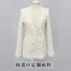 New women's v-neck beading buttons double breasted tassel tweed woolen white color slim waist coat plus size XSSMLXL216U